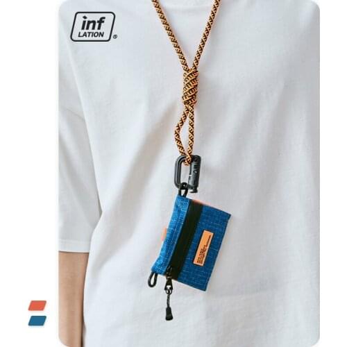 INFLATION 2021 Trending Card Bag Men Streetwear Harajuku Plaid Mini Coin Purse Female Money Pouch Wallet 446AI2020