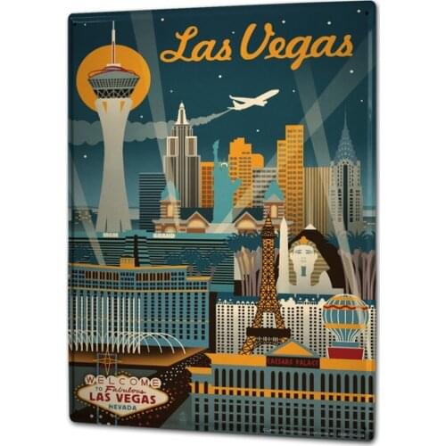 Tin Sign Retro Art Metropole Las Vegas