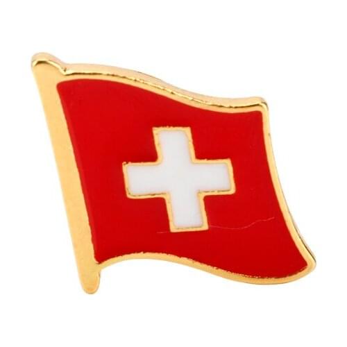Flag Badge Brooch Gold Plating Enamel Crossing Design Rescuing Shape Lapel Pin Fashion Gifts for Volunteer