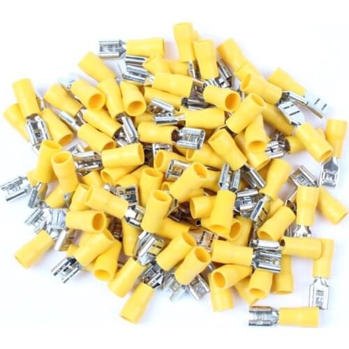 10PCS/Set FDD5.5-250 Female Insulated Electrical Crimp Terminal For 4-6mm2 Wire Connectors Cable Wire Connector