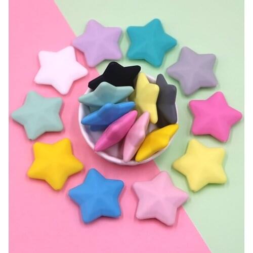 Kovict 10pc Star Silicone Beads Food Grade Silicone Teether DIY Pacifier Necklace Accessories Chewable Nursing Toys