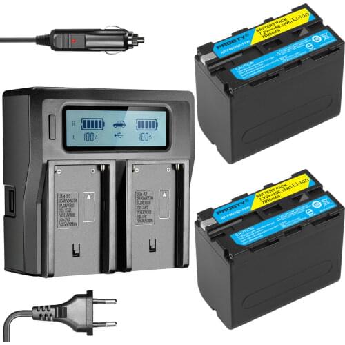 2pc 7.4V 7800mAh NP-F960 NP-F970 NP F960 F970 rechargeable batteries + LCD Dual Charger for SONY HVR-HD1000 HVR-HD1000E HVR-V1J
