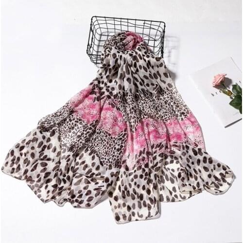 2020 200CM BIG SIZE Leopard print chiffon scarf silk square hijab cool shawl ladies foulard femme Scarves hair bufanda mujer