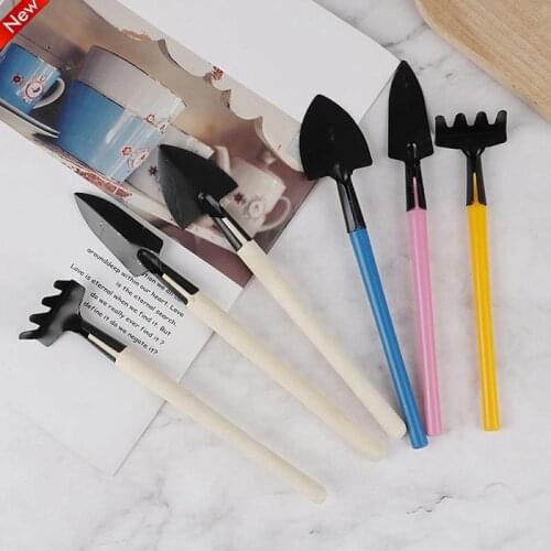 3PCS/Set Mini Home Wooden Handle Tool Portable Garden Tools Metal Head Shovel Rake Spade Home Gardening Tool Set Balcony