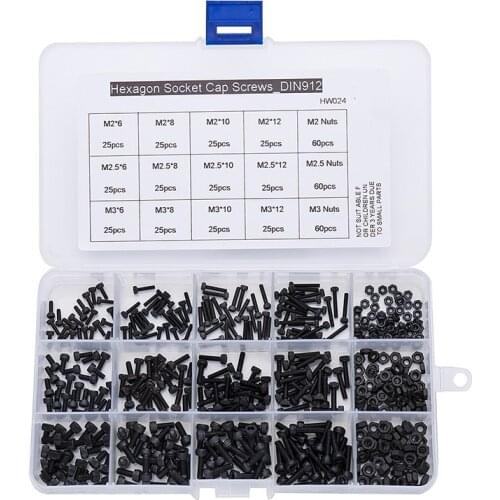 480Pcs/box M2 M2.5 M3 DIN912 304 Stainless Steel Hexagon Socket Head Cap Screws Socket Bicycle Hex Bolts Kit