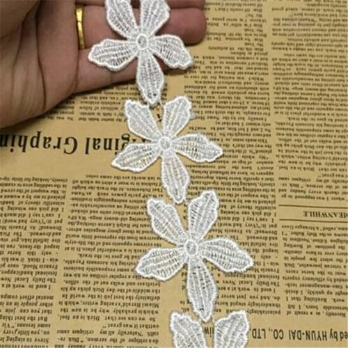 5Yds 60mm Ivory Fabric Flower Venise Venice Lace Trim Applique Sewing Craft LW0313