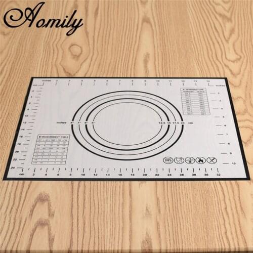Aomily 40*30cm Silicone Dough Mat Bakeware Pastry Oven Pasta Tool Baking Sheet Tray Liner Mat Cake Pad Non-stick with Scale