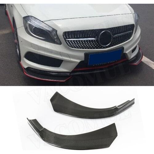Carbon Fiber Front lip Splitters Flaps Spoiler Canards For Benz A Class W176 A180 A200 2013-19 Bumper aprons Decoration