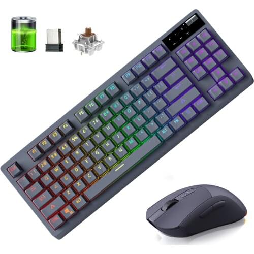 ZJFKSDYX Wireless RGB Gaming Keyboard and Mouse, 2.4G Connection Supports Charging, Waterproof Mute Button, 10 Backlights