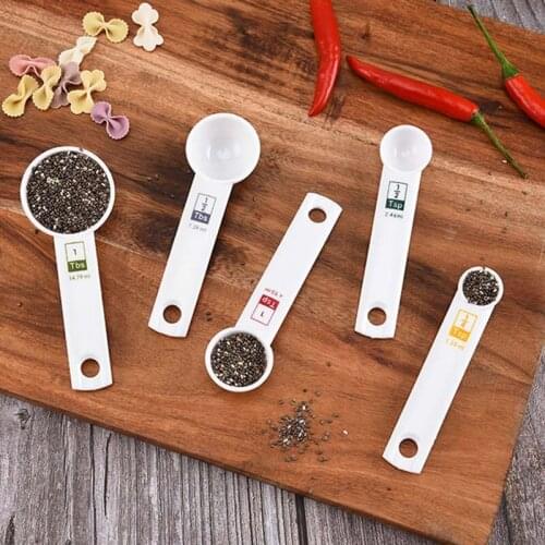 DIY Baking Tools Stackable Combination Portable White Multi Purpose PP with Scale Kitchen Accessories 6Pcs/Set Measuring Spoons