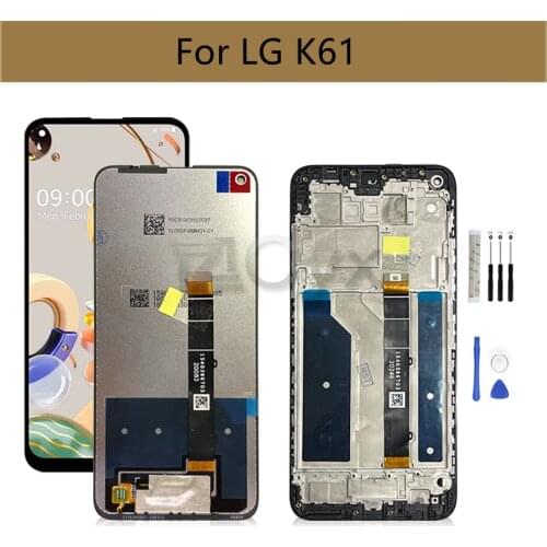 For LG K61 LCD Display Touch screen Digitizer Assembly With Frame LMQ630EAW LM-Q630 Screen Replacement Repair Parts 6.53"