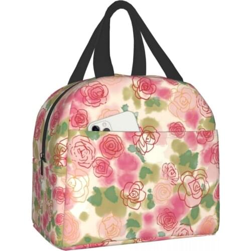 Flower Functional Pattern Cooler Lunch Box Flower electric lunch box Thermal Food Picnic Lunch Bags For Women Kids