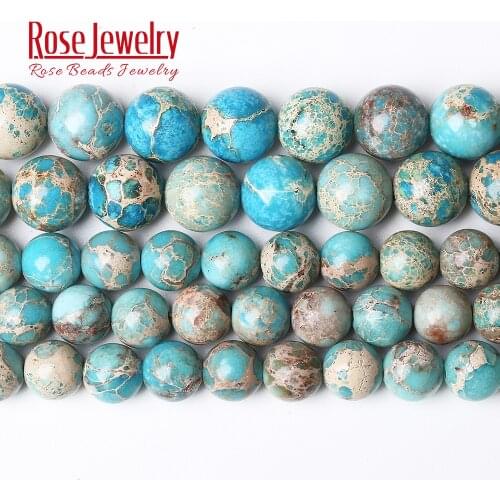 Lake Blue Sea Sediment Jaspers Beads Natural Stone Round Beads 15 inches 4 6 8 10 12 mm Pick Size For Jewelry Making Wholesale