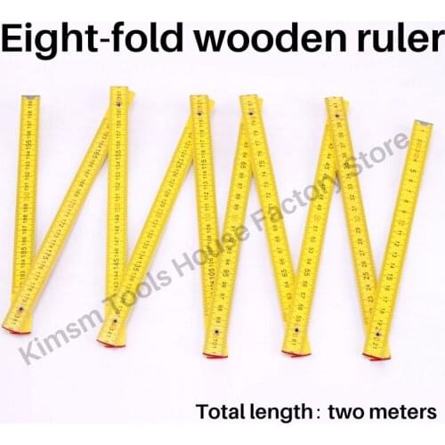 2m 8 Folding Wooden Ruler Eight-fold Ruler For Woodworking Random Color Birch Teaching Supplies Multifunctional Measuring Tool