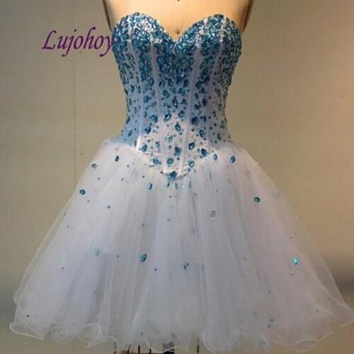 Little Short Homecoming Dresses for Girls Crystals Tulle Women Cocktail Prom Grade 8 Graduation Dresses