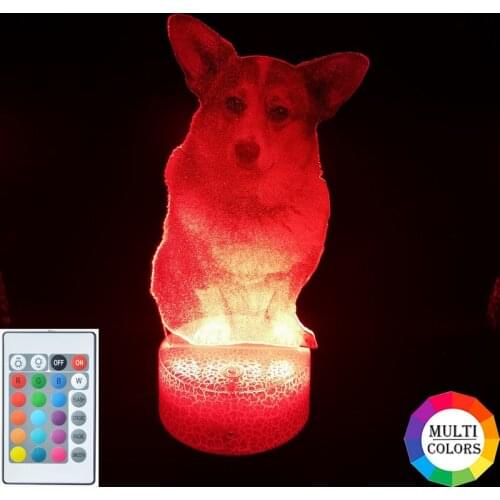Cute Night Light Kids LED 3D Picture Lamp Cardigan-Welsh-Corgi Nightlight Bluetooth Base Birthday Holiday Gift Room Decoration
