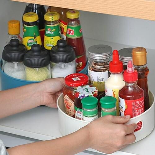 Multifunctional Bathroom Storage Box Rotatable Kitchen Storage Tray With Handle Anti-slip Orderly Storage