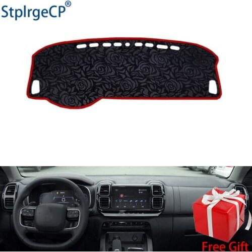 Rose Pattern Non-slip Car Dashboard Cover Dash Mat Pad DashMat ANti-UV Car Sticker for CITROEN C5 AIRCROSS 2017-2019 Car Styling