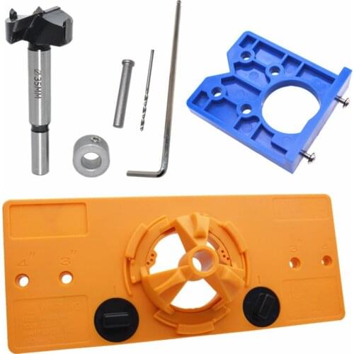Woodworking Mounting Hinge Drilling Jig Guide DIY Door Hole Opener Cabinet Tool Circle Hole Saw Adjustable Drill Bit