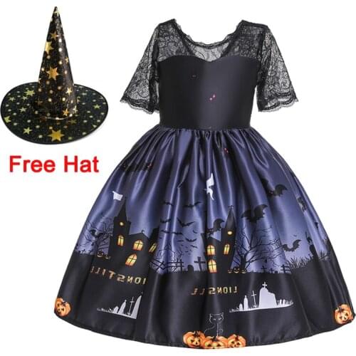 Halloween Baby Girl Cosplay Dress Costume For Kids Clothes Children Vampire Pumpkin Dresses Party Halloween Role Playing Dress