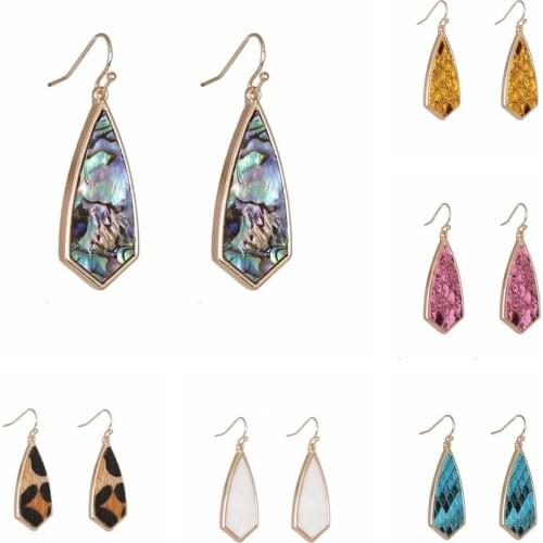 Pop Chic Abalone Shell Arrowhead Kite Dangle Drops Earrings Leather Leopard Kite Drop Earrings Amazon Hot Selling