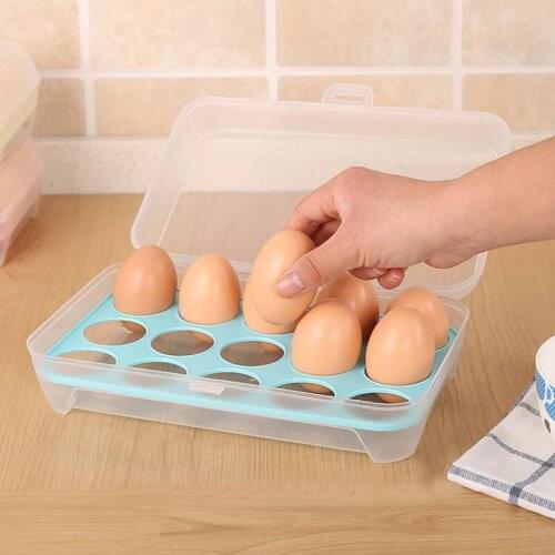15 Grids Portable Transparent Egg Storage Box For Eggs Refrigerator Crisper Storage Grid Egg Cartons LX8167