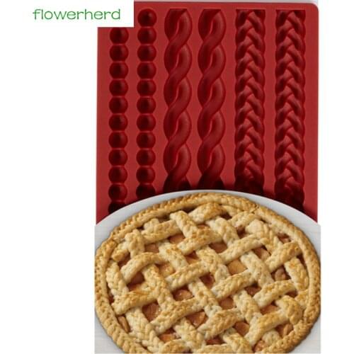 Silicone Pie Crust Mold 3D Pearl Knit Rope Silicone Mould Fondant Cake Border Decorating Molds Baking Decorating Cake Tools
