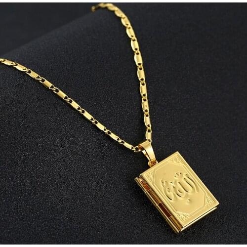 SONYA Small Size New Brand DIY Photo Box Locket Necklaces For Women/Girl,Allah Pendant Muslim Islamic Jewelry Gift