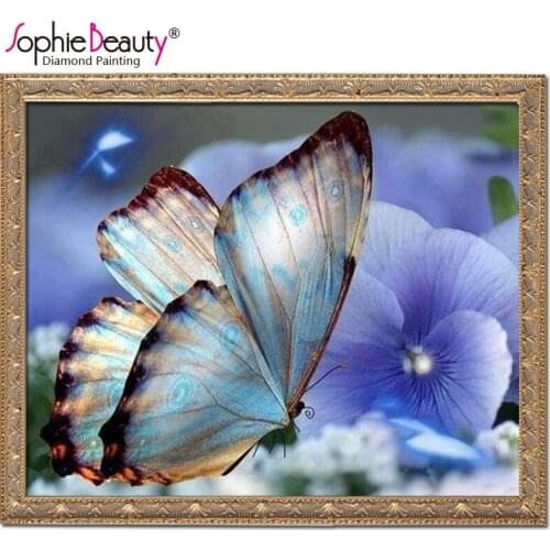 Resin Products Diy Diamond Painting Diamond Mosaic Beadwork Embroidery Gift Making Tools Diamond Pattern Blue Flowers Butterfly