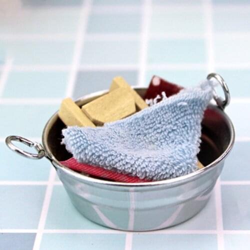 Vintage Dollhouse Washing Tub Washboard 1:6 Simulation Laundry Role Play