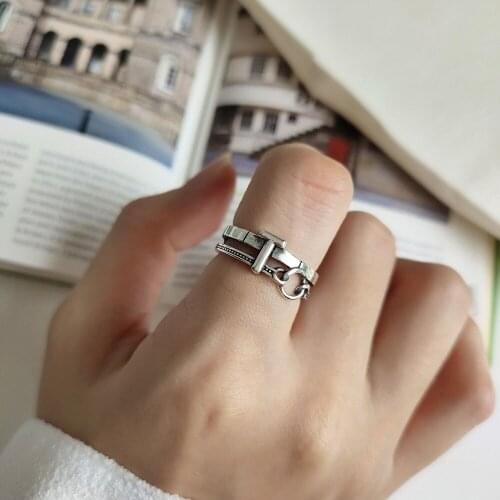 Vintage Antique Silver 925 Heavy Duty Double Layers Ring Capital Initial T Name Ring Female Lady Birthday Gift Japanese Design