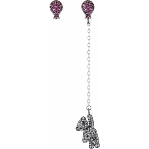 High quality left and right asymmetrical bear zircon earrings,Shake and sway the sweet earrings of a female friends jewelry 226