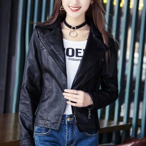 PU Leather Jacket Women Motorcycle Faux Leather Jackets Short Slim Coat Female Spring Autumn Outerwear campera mujer YQ115
