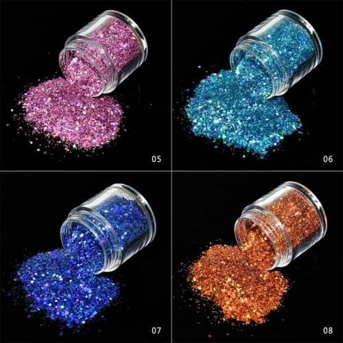 1Box 10ML Holographic Nail Sequins Flake 12 Colors Mixed Ultra-thin Colorful Hologram Glitter Powder Holographic Nail Flakes 10g