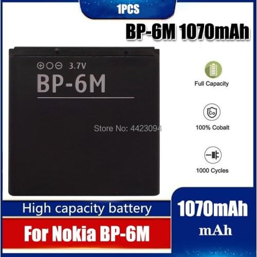 1pc 1070mAh Li-ion Replacement Battery BP-6M BP6M BP 6M Phone Batteries for Nokia 6233 6280 6288 9300 N73 N77 N93 N93S