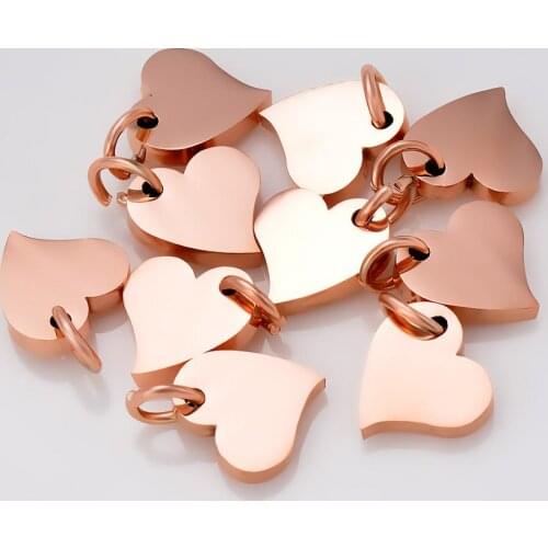 10 pcs Wholesale 9x9mm Heart Charms 3 Colors Stainless Steel Stamping Blank ID Dog Tags Pendant Necklace Jewelry Findings