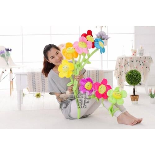 10 pieces middle size plush beautiful sunflowers muti-colour sunflowers about 60cm 0483