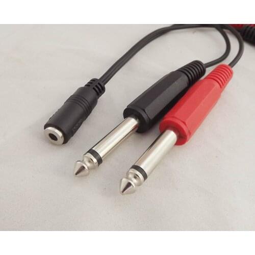 2pcs 3.5mm Female To Dual 6.35mm TRS Mono Male Extension Audio Adapter Cable 20cm