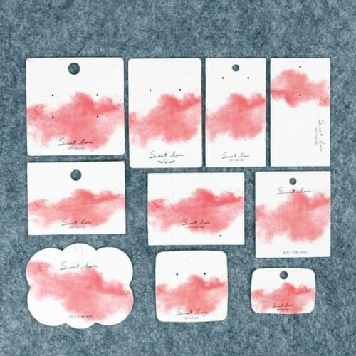 20pcs Earring Packing Cards Jewelry Display Card Necklace Hairpin Cardboard Pink Cloud Pattern DIY Jewelry Storage Accessories