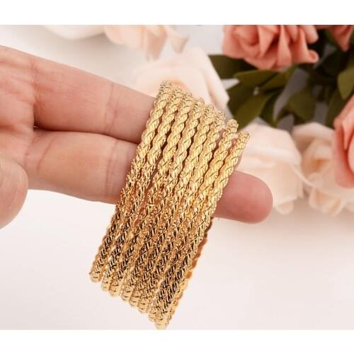 8 PCS dubai gold bangle Ethiopian bangle bracelet bangle African Women jewelry Gold Dubai big circle bangles bracelet
