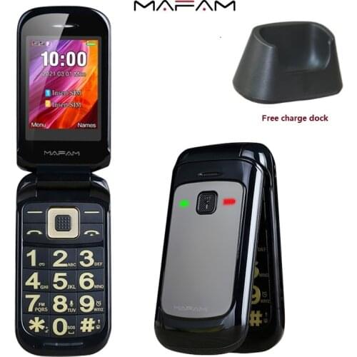 Mafam Flip SOS Speed Call Free Charging Dock Torch Big Button Hearing Aids Easy To Use Senior Cover Basic Cell Phone