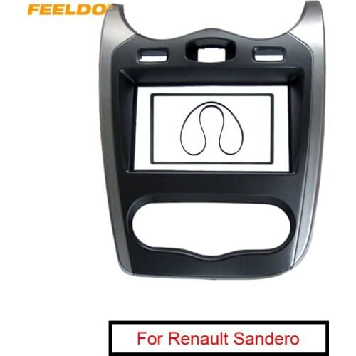 FEELDO Car 2 DIN Stereo Radio Fascia Plate Panel Frame For Renault Sandero 2013 Dash Installation Mount Kit #AM5211