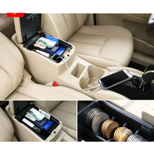 Car Accessories Black Car Armrest Storage Stowing Tidying Mini Box For 14-17 Nissa X-TRAIL