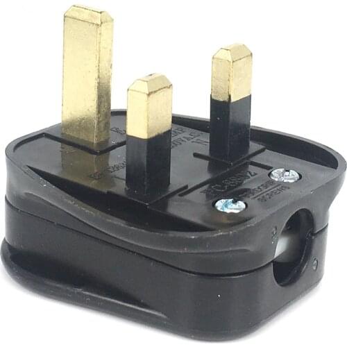 White Black Grounded 250V UK 13A British mains plug 3 Pin fused BS1363 adaptor POWER cable connector wire converter