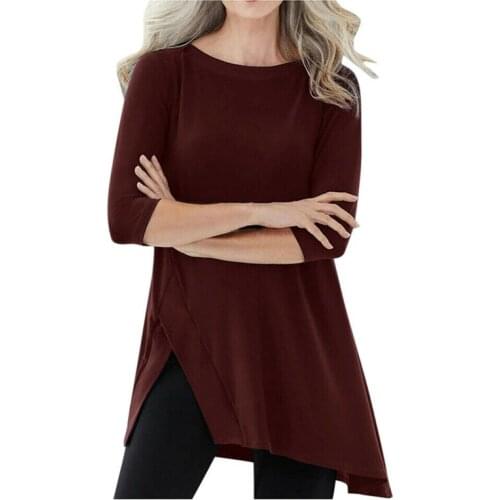 Plus Size Womens Blouses And Tops Long Sleeve Irregular Tops Shirt Solid Loose Ladies Blouses Fashion Tops Female OL Shirts