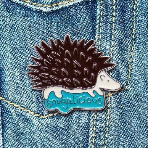 Brooch - Cute Snugulicious Cartoon Hedgehog Enamel Badge Pin Clothing Bag Accessories Small Gift