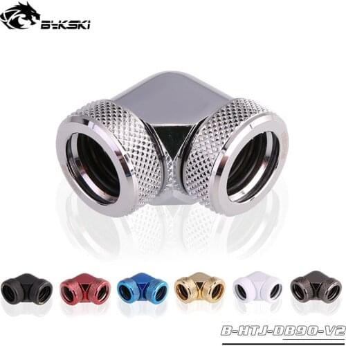 Bykski 90 Degree Fitting use for OD14mm PETG / Acrylic Hard Tube to Hand Compression Copper Fitting Double Interface