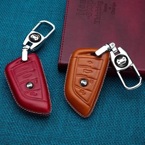 Leather Car Key Case Cover Key Bag For Bmw F20 G20 G30 X1 X3 X4 X5 G05 X6 Accessories Car-Styling Holder Shell RING