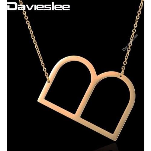 Davieslee Initial Letter A-Z Pendant Necklace Chain Womens Ladies Adjustable Stainless Steel Gold Tone DKPM126