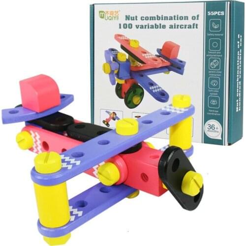 Wooden educational Toys for children Multifunctional Disassembly screw Car oyuncak Childrens Puzzle DIY Aircraft toy gift